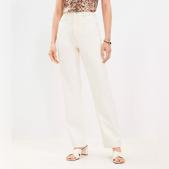 LOFT NWT High Rise Full length Straight Jeans In Popcorn Size 28 - Picture 1 of 9